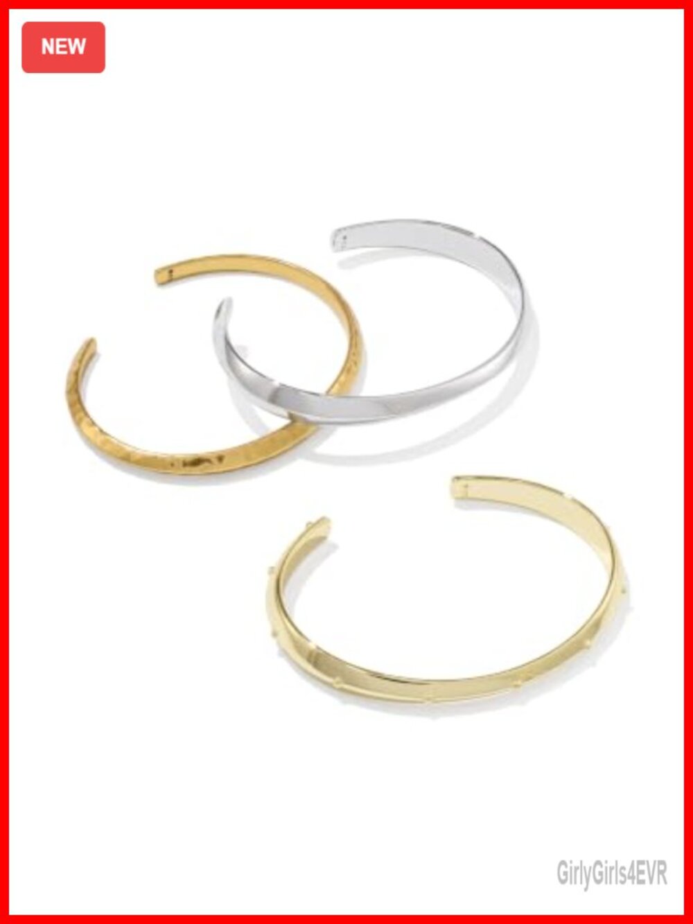 Kendra Scott Oakland Set of 3 Cuff Bracelets Mixed Metal Stack
